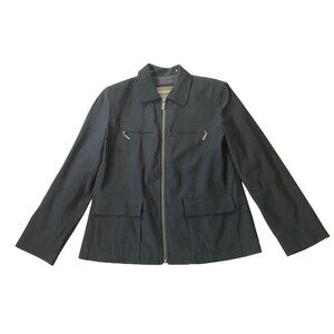 Liz Claiborne Black Zip-Up Jacket Pockets Active Outerwear Redefined Small